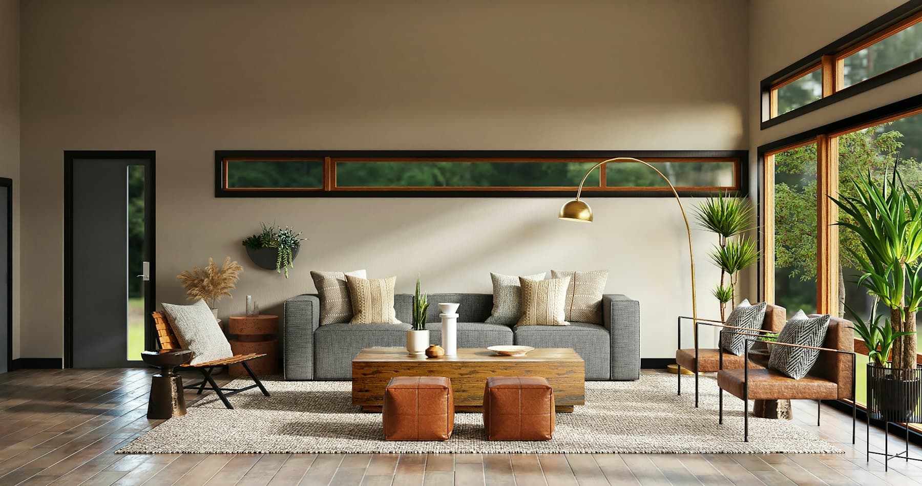 Salón contemporáneo con sofá y luz de día