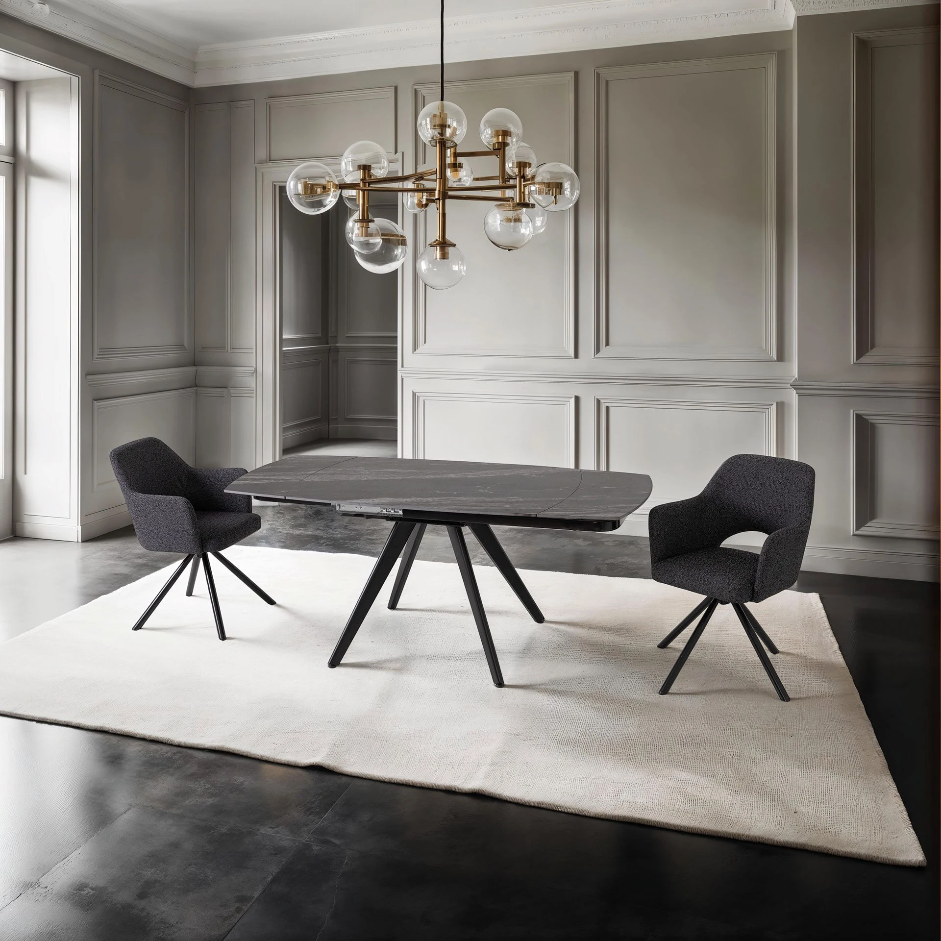 Mesa extensible tapa porcelánico negro 120/180*80*75 cm